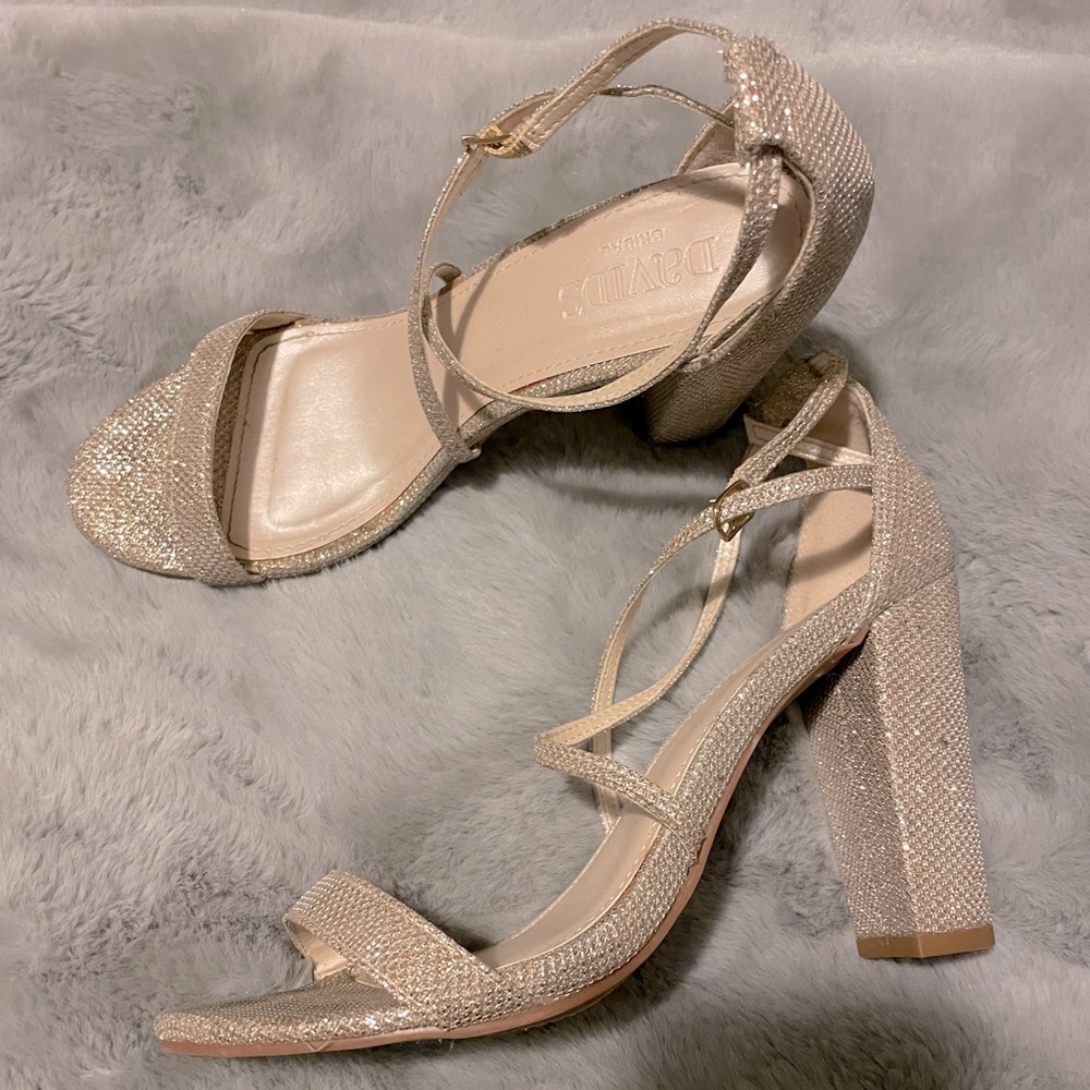 Champagne Heels**Davids Bridal**Worn Once!!